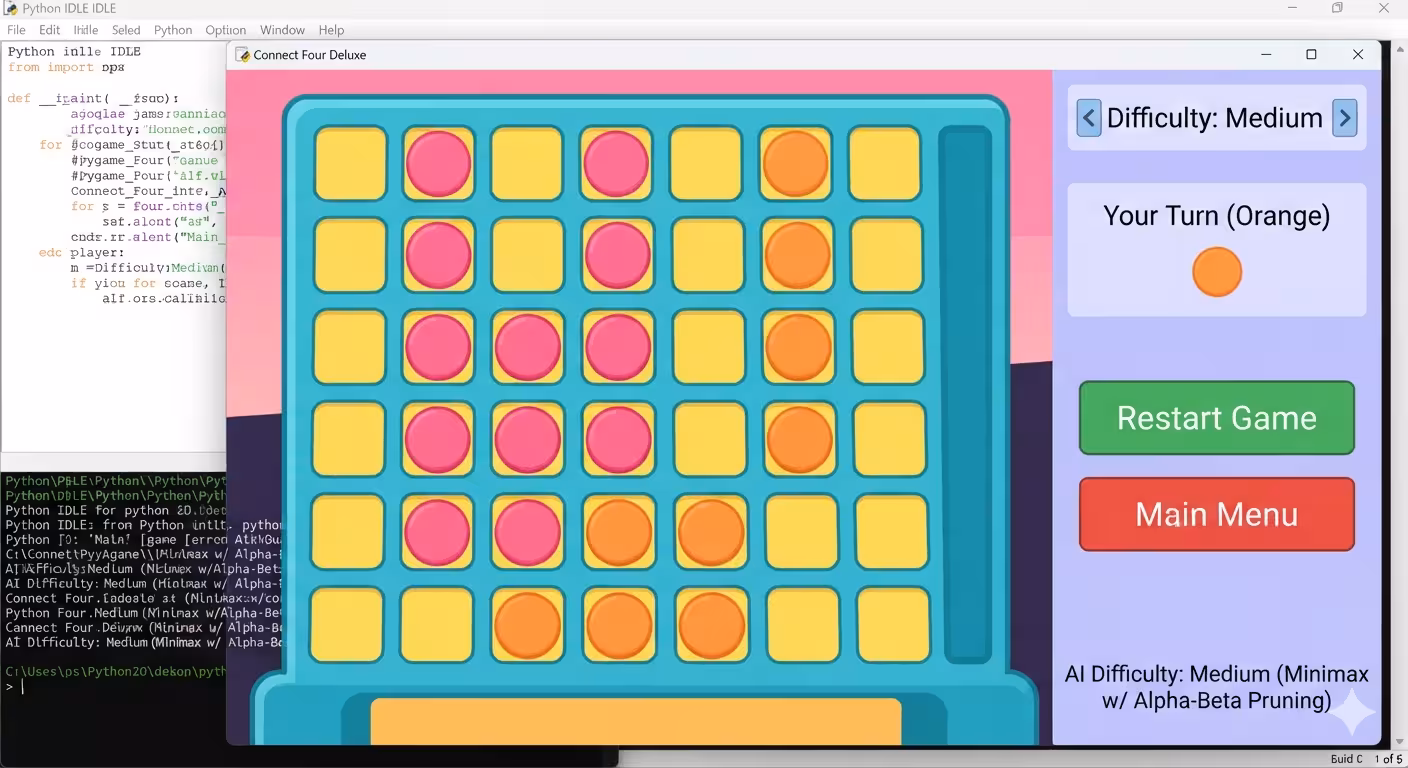 Building a Connect Four Game with Pygame and Minimax AI in Python