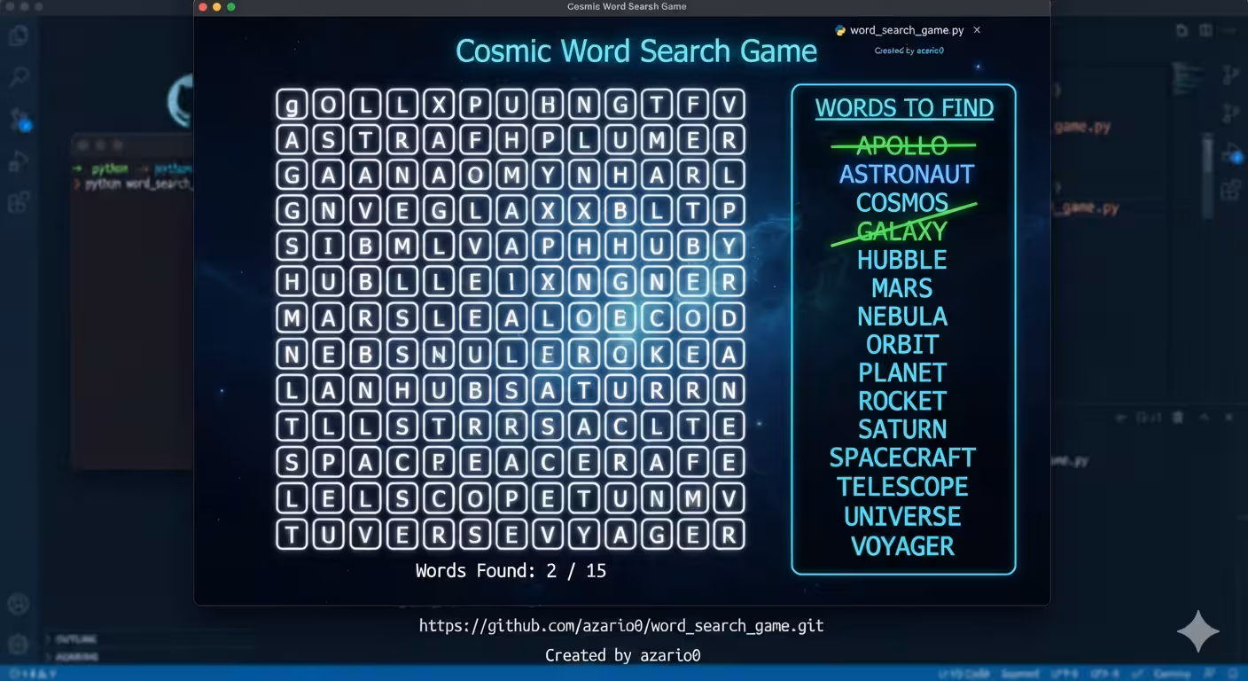 Demystifying the Cosmic Word Search Game: A Deep Dive into Python and Pygame