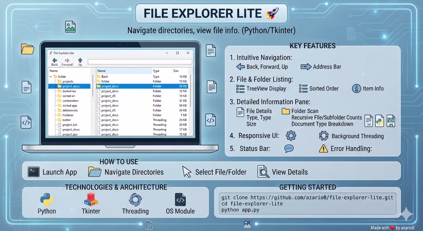 File Explorer Lite: Python Tkinter File Manager