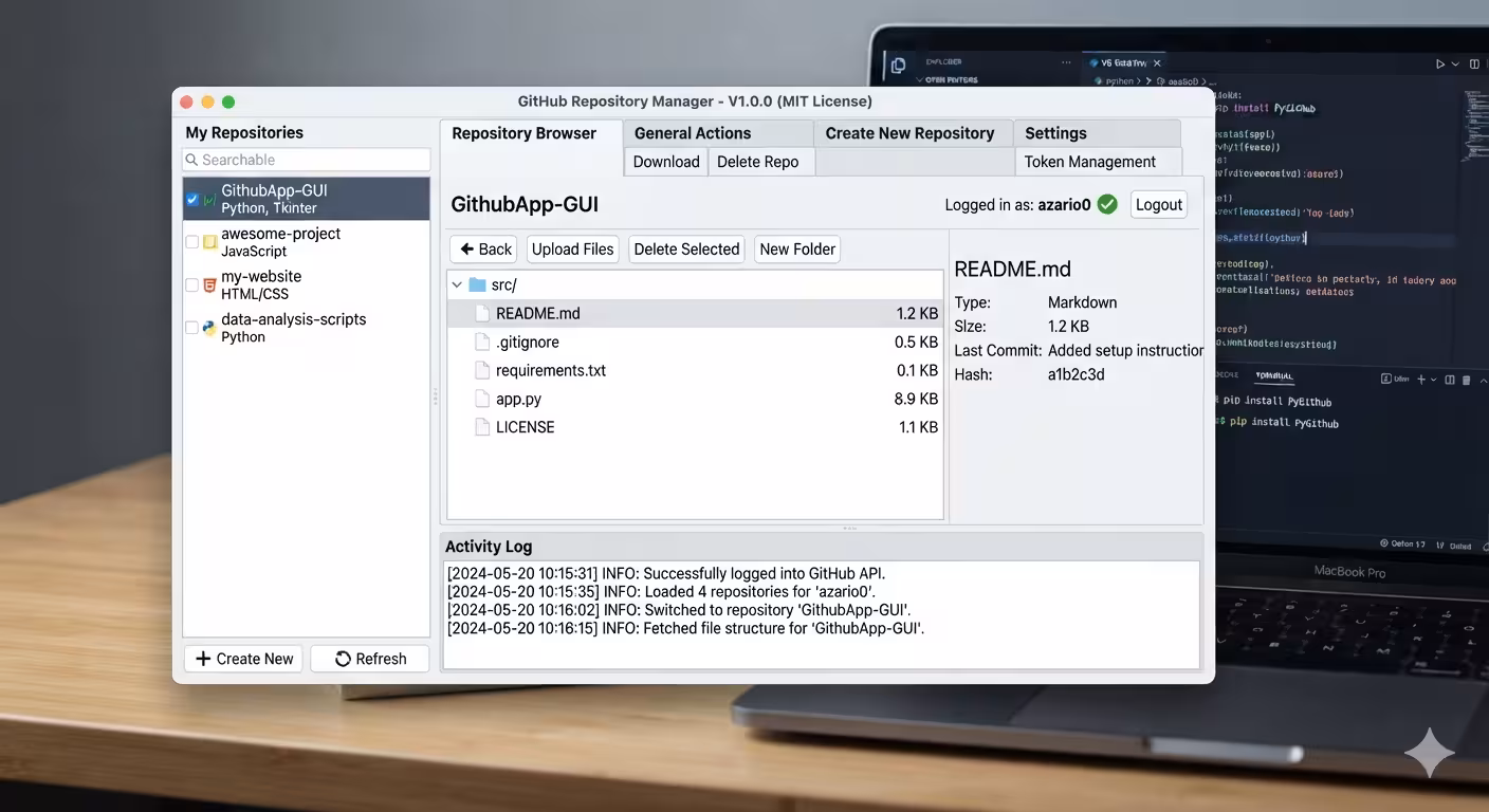 GithubApp: Building a Desktop GitHub Repository Manager with Python, Tkinter, and PyGithub