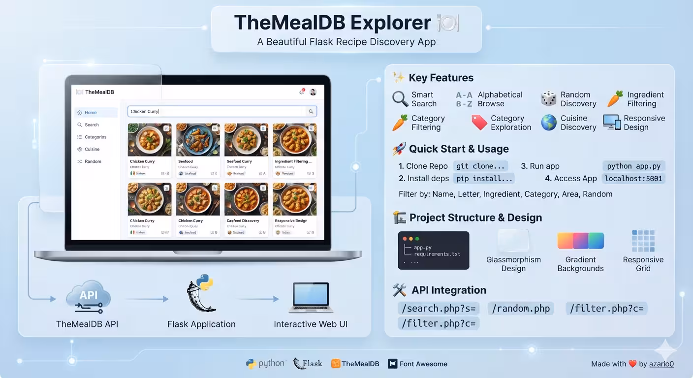 MealDB Explorer: Flask Recipe App with TheMealDB API